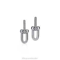 Tiffany Link Earrings Unisex 0J0F787 Jewelry in White Gold with Pave Diamonds