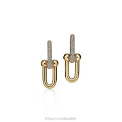 Tiffany Link Earrings Unisex 0J0F834 Jewelry in Yellow Gold with Pave Diamonds