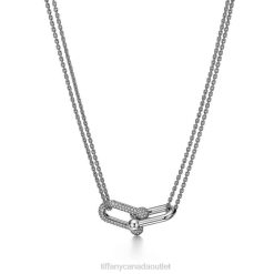 Tiffany Link Pendant Unisex 0J0F99 Jewelry in White Gold with Pave Diamonds
