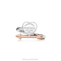 Tiffany Lovestruck Heart Tag Ring Unisex 0J0F1512 Jewelry in Silver and Rose Gold