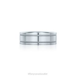 Tiffany Milgrain Band Ring Unisex 0J0F1801 Jewelry in Platinum, 6 mm Wide