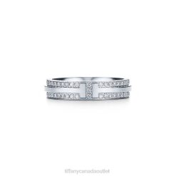 Tiffany Narrow Pave Diamond Ring Unisex 0J0F1557 Jewelry in 18k White Gold