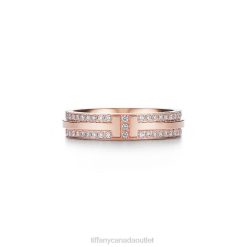 Tiffany Narrow Pave Diamond Ring Unisex 0J0F1741 Jewelry in 18k Rose Gold