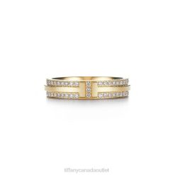 Tiffany Narrow Pave Diamond Ring Unisex 0J0F1914 Jewelry in 18k Gold
