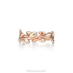 Tiffany Olive Leaf Band Ring Unisex 0J0F1658 Jewelry in Rose Gold, Narrow