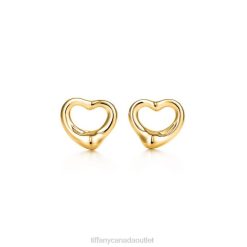 Tiffany Open Heart Stud Earrings Unisex 0J0F736 Jewelry in Yellow Gold, 11 mm