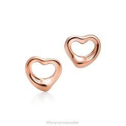 Tiffany Open Heart Stud Earrings Unisex 0J0F737 Jewelry in Rose Gold, 11 mm
