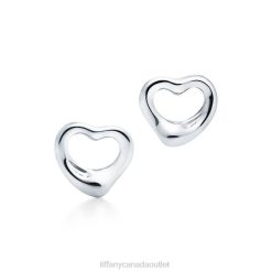 Tiffany Open Heart Stud Earrings Unisex 0J0F809 Jewelry in Silver, 11 mm