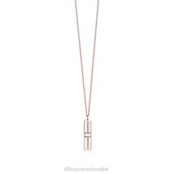 Tiffany Open Vertical Diamond Bar Pendant Unisex 0J0F539 Jewelry in 18k Rose Gold