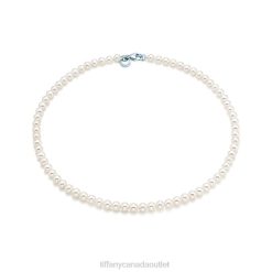 Tiffany Pearl Necklace Unisex 0J0F80 Jewelry with a Silver Clasp, 5-6 mm