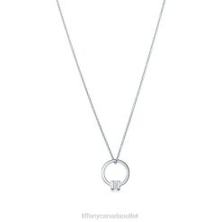 Tiffany Pendant Unisex 0J0F359 Jewelry in 18k White Gold with a Baguette Diamond