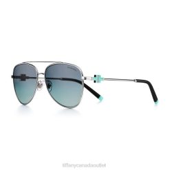 Tiffany Pilot Sunglasses Unisex 0J0F2571 Accessories in Silver-colored Metal with Gradient Blue Lenses