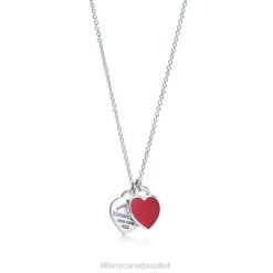 Tiffany Red Double Heart Tag Pendant Unisex 0J0F479 Jewelry in Silver, Small
