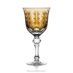 Tiffany Red Wine Glass Unisex 0J0F2187 Home Decor in Amber Yellow Lead Crystal