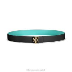 Tiffany Reversible Belt Strap Unisex 0J0F2485 Accessories in Tiffany Blue and Black Leather, 35 mm Wide