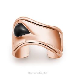 Tiffany Small Bone Cuff Unisex 0J0F1238 Jewelry in Rose Gold with Black Jade