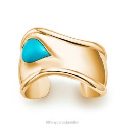 Tiffany Small Bone Cuff Unisex 0J0F1240 Jewelry in Yellow Gold with Turquoise