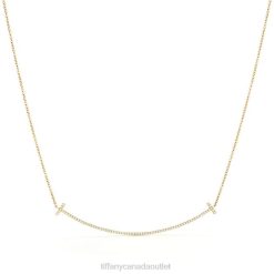 Tiffany Smile Pendant Unisex 0J0F312 Jewelry in Yellow Gold with Diamonds, Large