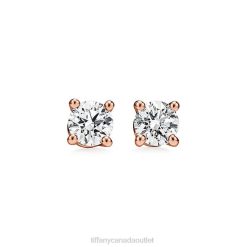 Tiffany Solitaire Diamond Stud Earrings Unisex 0J0F701 Jewelry in Rose Gold