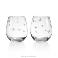 Tiffany Stemless Red Wine Glass Unisex 0J0F2246 Home Decor in Crystal Glass, Set of Two