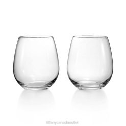 Tiffany Stemless Red Wine Glasses Unisex 0J0F2214 Home Decor in Crystal Glass, Set of Two