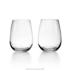 Tiffany Stemless White Wine Glasses Unisex 0J0F2215 Home Decor in Crystal Glass, Set of Two