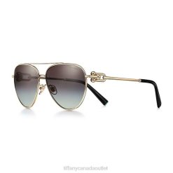 Tiffany Sunglasses Unisex 0J0F2508 Accessories in Gold-colored Metal with Gray Lenses