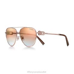 Tiffany Sunglasses Unisex 0J0F2510 Accessories in Rose Gold-colored Metal with Pink Lenses