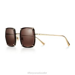 Tiffany Sunglasses Unisex 0J0F2528 Accessories in Pale Gold-colored Metal with Dark Brown Lenses