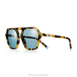 Tiffany Sunglasses Unisex 0J0F2533 Accessories in Yellow Tortoise Acetate with Blue Lenses