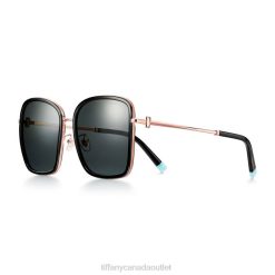 Tiffany Sunglasses Unisex 0J0F2537 Accessories in Black on Rose Gold-colored Metal with Dark Gray Lenses