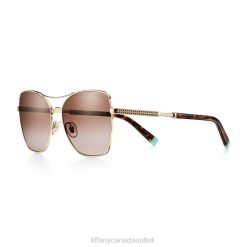 Tiffany Sunglasses Unisex 0J0F2543 Accessories in Pale Gold-colored Metal with Gradient Brown Lenses