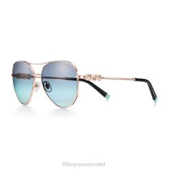 Tiffany Sunglasses Unisex 0J0F2556 Accessories in Rose Gold-colored Metal with Gradient Blue Lenses