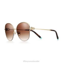 Tiffany Sunglasses Unisex 0J0F2567 Accessories in Pale Gold-colored Metal with Brown Lenses