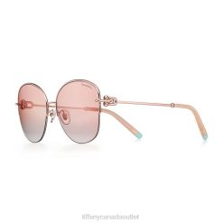 Tiffany Sunglasses Unisex 0J0F2568 Accessories in Rose Gold-colored Metal with Pink Lenses