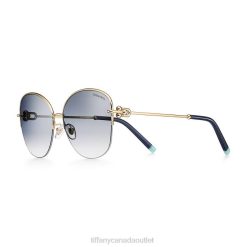 Tiffany Sunglasses Unisex 0J0F2569 Accessories in Pale Gold-colored Metal with Blue Lenses