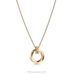 Tiffany T1 Circle Pendant Unisex 0J0F3 Jewelry in Yellow Gold, Small