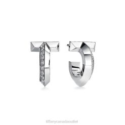 Tiffany T1 Hoop Earrings Unisex 0J0F698 Jewelry in White Gold with Diamonds
