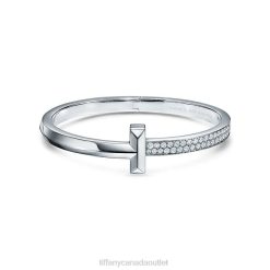 Tiffany T1 Wide Diamond Hinged Bangle Unisex 0J0F1226 Jewelry in 18k White Gold