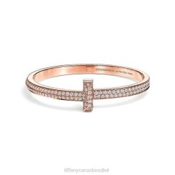 Tiffany T1 Wide Diamond Hinged Bangle Unisex 0J0F993 Jewelry in 18k Rose Gold