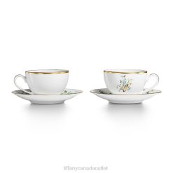 Tiffany Teacup and Saucer Unisex 0J0F2040 Home Decor in Porcelain, Set of Two