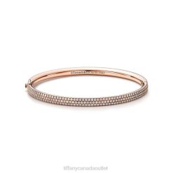 Tiffany Three-row Hinged Bangle Unisex 0J0F1220 Jewelry in Rose Gold with Diamonds