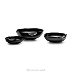 Tiffany Thumbprint Dishes Unisex 0J0F2090 Home Decor in Black Venetian Glass, Set of Three