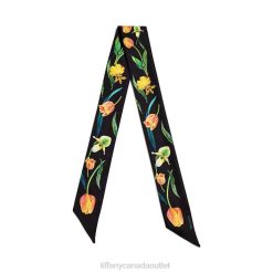 Tiffany Tulip Ribbon Scarf Unisex 0J0F2483 Accessories in Black Silk