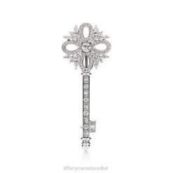 Tiffany Victoria Key Brooch Unisex 0J0F1988 Jewelry in Platinum with Diamonds