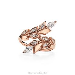 Tiffany Vine Bypass Ring Unisex 0J0F1535 Jewelry in Rose Gold with Diamonds