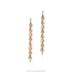 Tiffany Vine Drop Earrings Unisex 0J0F781 Jewelry in Yellow Gold with Diamonds