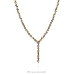 Tiffany Vine Drop Necklace Unisex 0J0F308 Jewelry in Yellow Gold with Diamonds
