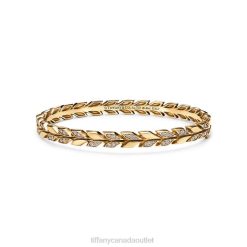 Tiffany Vine Hinged Bangle Unisex 0J0F1074 Jewelry in Yellow Gold with Diamonds