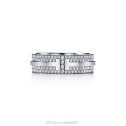 Tiffany Wide Pave Diamond Ring Unisex 0J0F1758 Jewelry in 18k White Gold